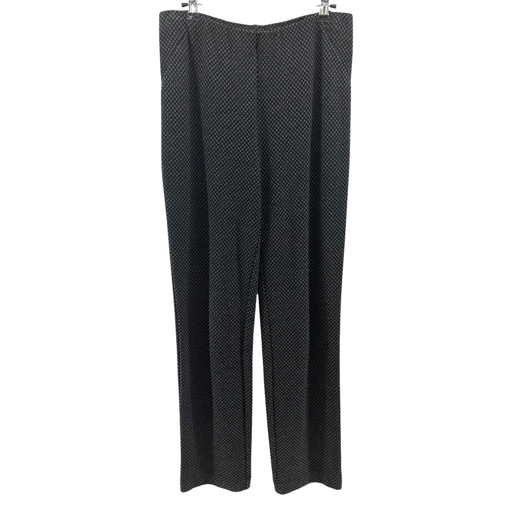 J. JILL Ponte Slim Leg Stretch Knit Pants • Small • black & tan diamond • chic